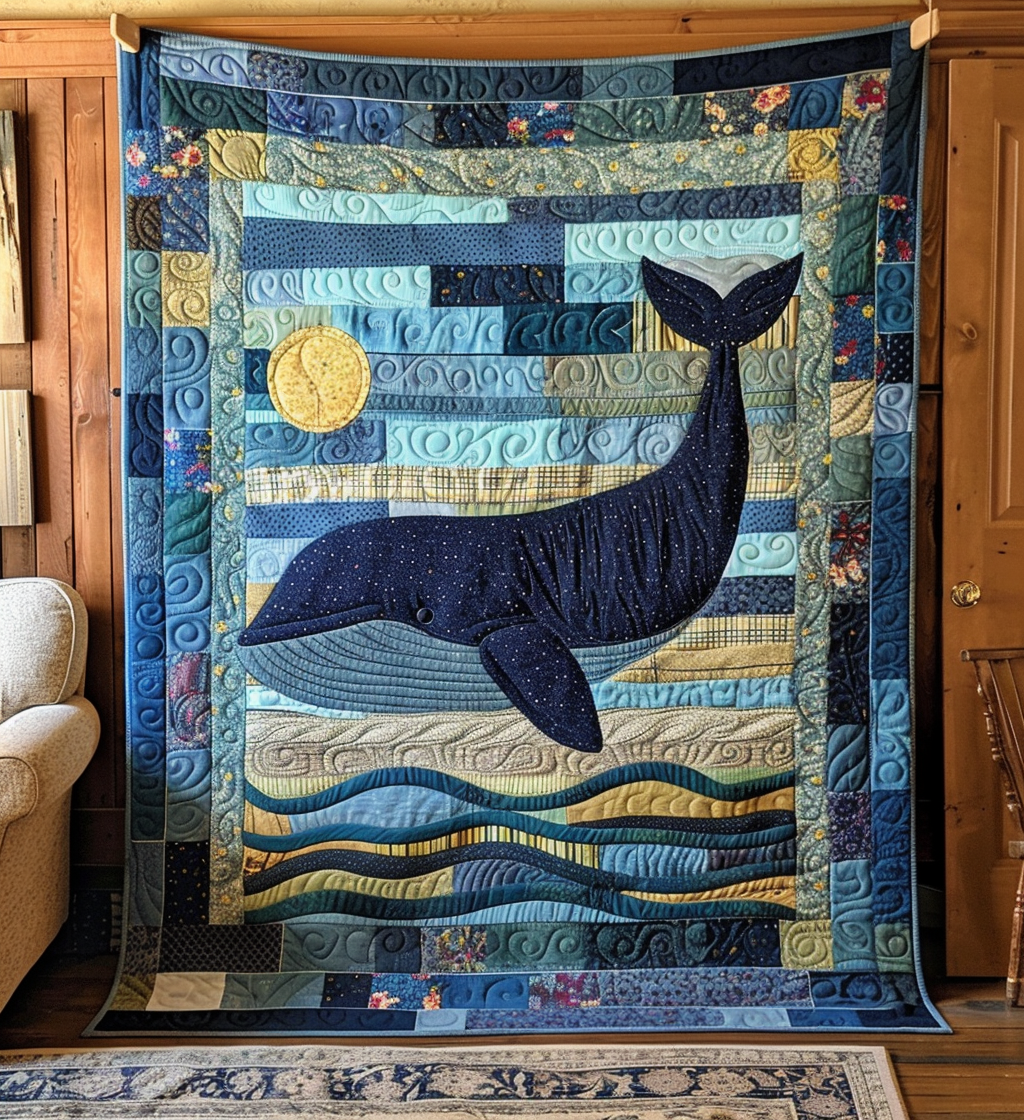 Whale's Journey Quilted Blanket