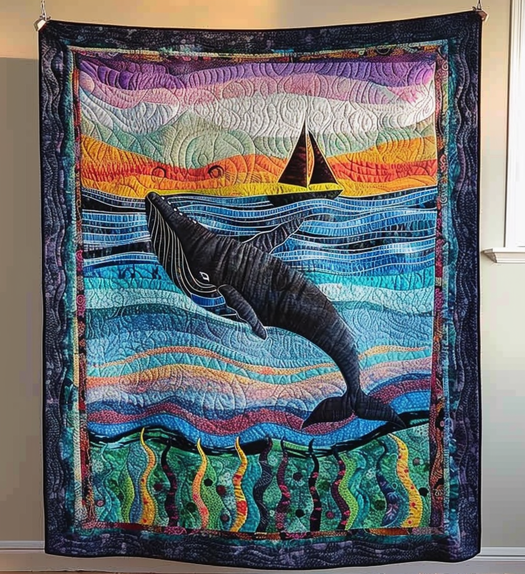 Whale's Whisper Quilted Blanket