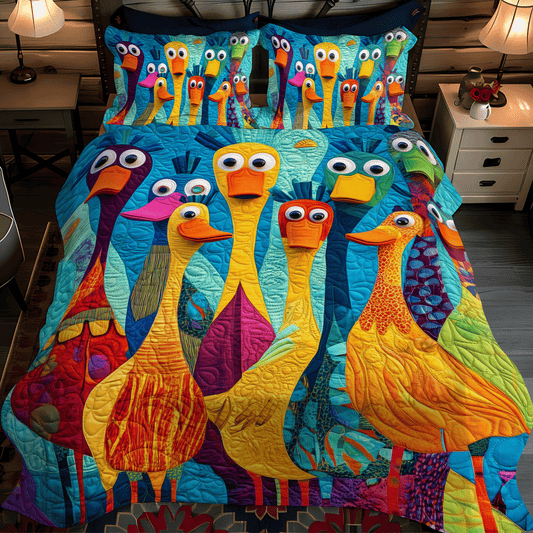Whimsical Duck 3-Piece Quilted Bedding Set