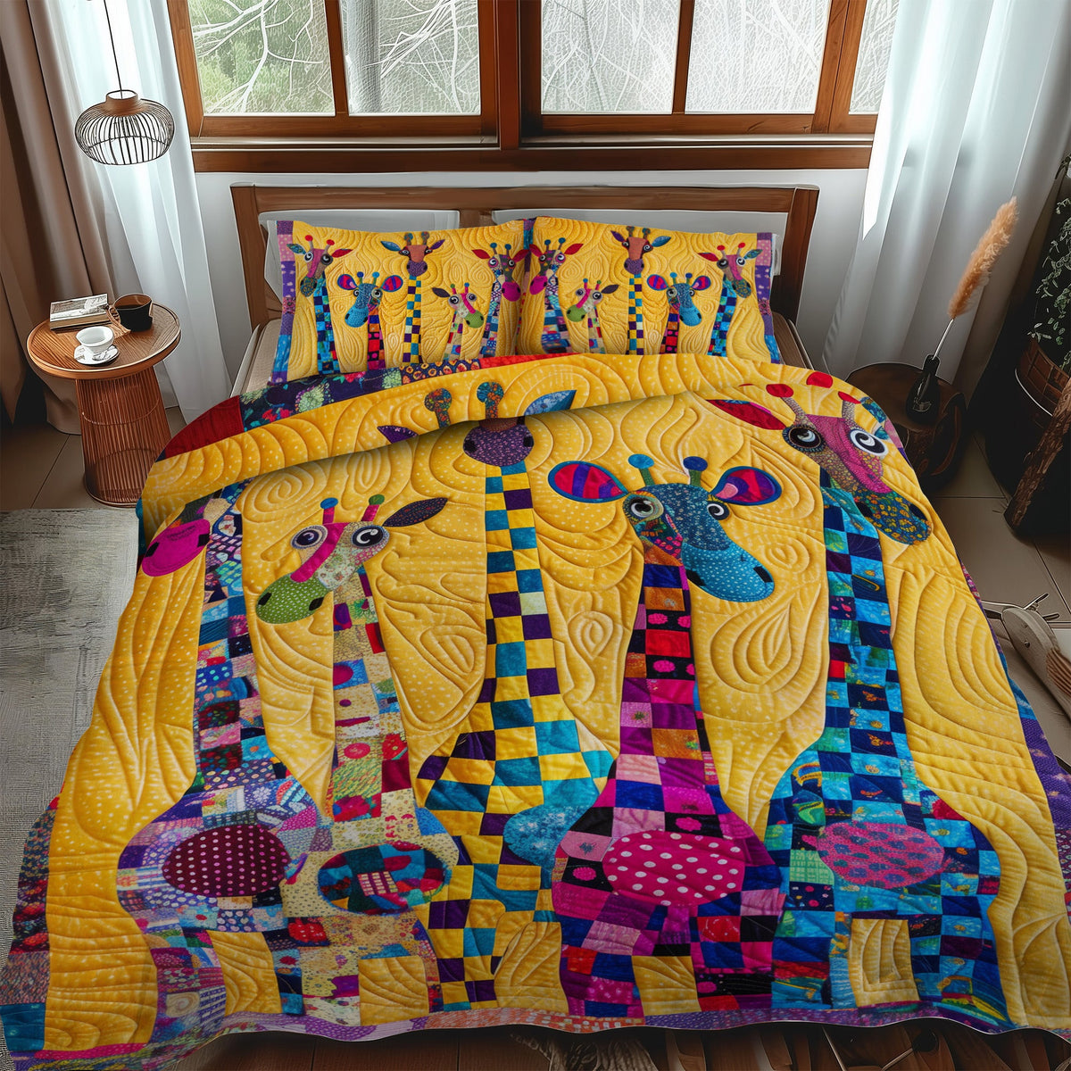 Whimsical Giraffe 3-Piece Quilted Bedding Set