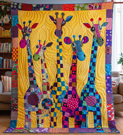Whimsical Giraffe Wonderland Quilted Blanket