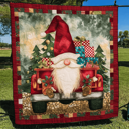 Whimsical Gnome Quilted Blanket