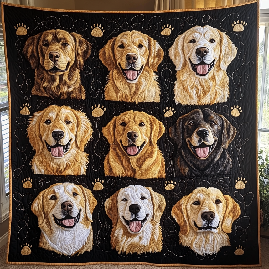 Whimsical Puppy Collection Quilted Blanket
