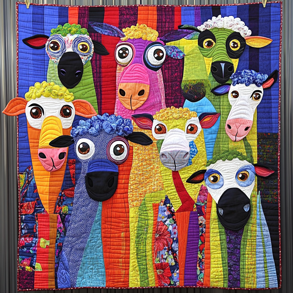 Whimsical Sheep Quilted Blanket