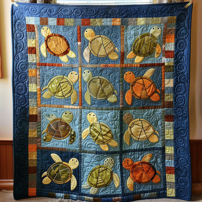 Whimsical Turtle Quilted Blanket