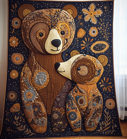 Whimsical Bear Family Quilted Blanket