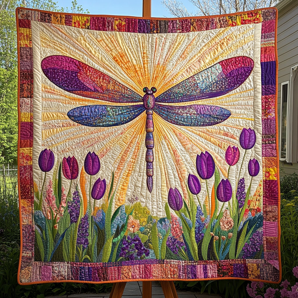 Whimsical Dragonfly Quilted Blanket