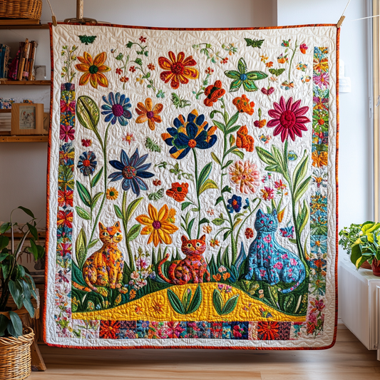 Whimsical Fantasy Cat Quilted Blanket