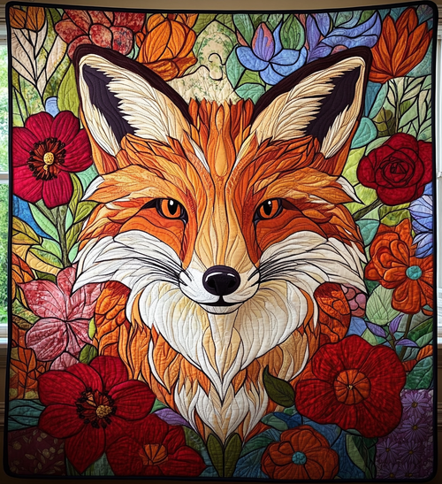 Whimsical Fox Quilted Blanket