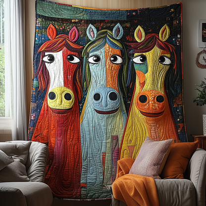 Whimsical Horse Quilted Blanket