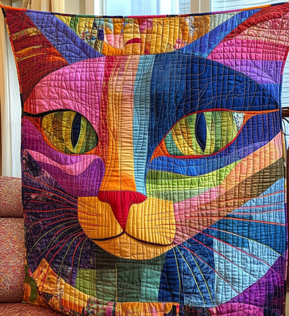 Whimsical Kitten Quilted Blanket