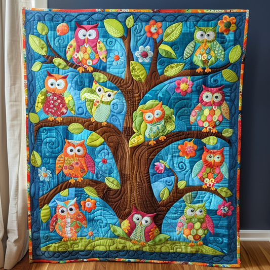 Whimsical Owls Quilted Blanket