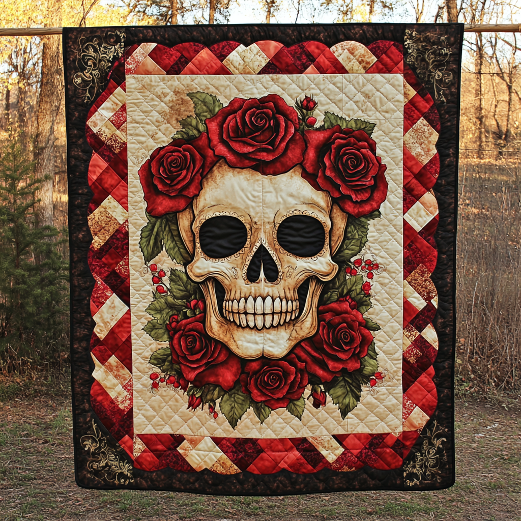 Whimsical Skull Quilted Blanket