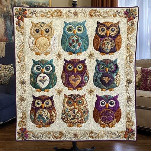 Whimsical Watchers Quilted Blanket