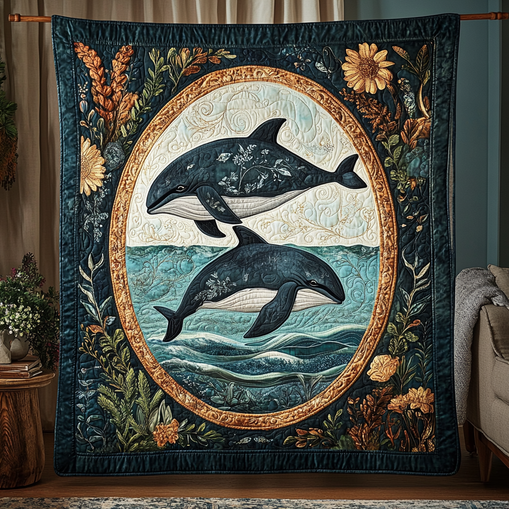 Whimsical Whale Quilted Blanket