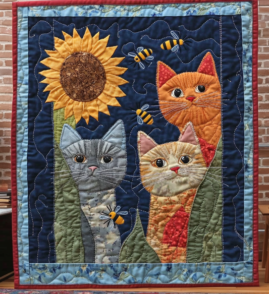 Whimsical Whiskers Quilted Blanket