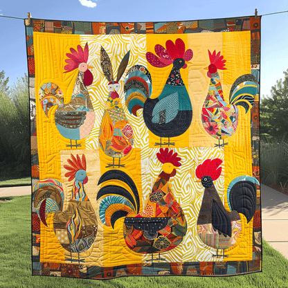 Whimsy Rooster Quilted Blanket