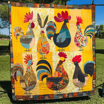 Whimsy Rooster Quilted Blanket