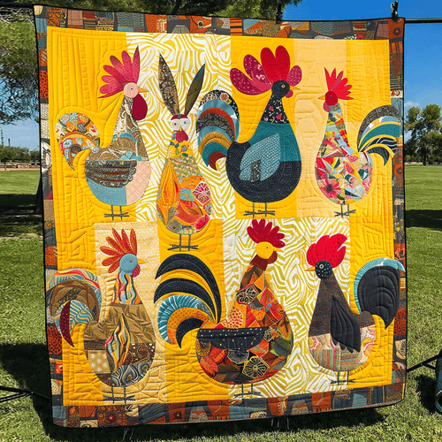 Whimsy Rooster Quilted Blanket