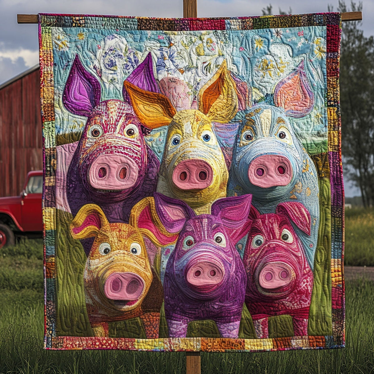 Whimsy in the Field Quilted Blanket