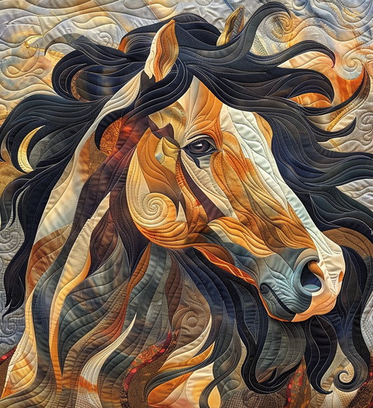 Whirlwind Horse Quilted Blanket