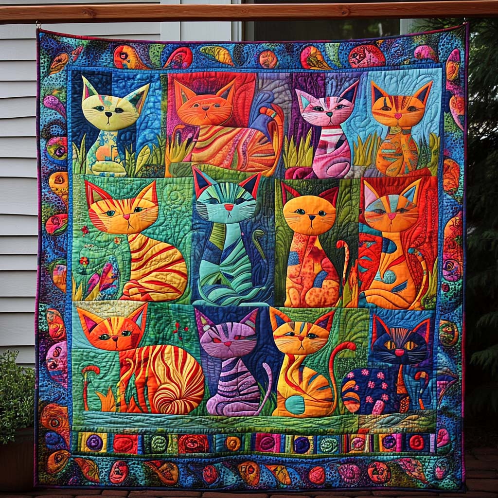 Whiskered Wonderland Quilted Blanket