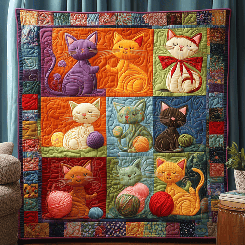 Whiskers and Wool Quilted Blanket