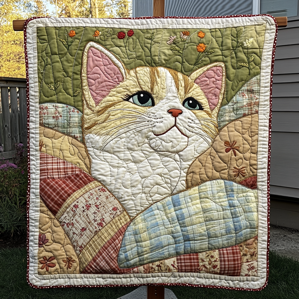 Whiskers in Wonderland Quilted Blanket