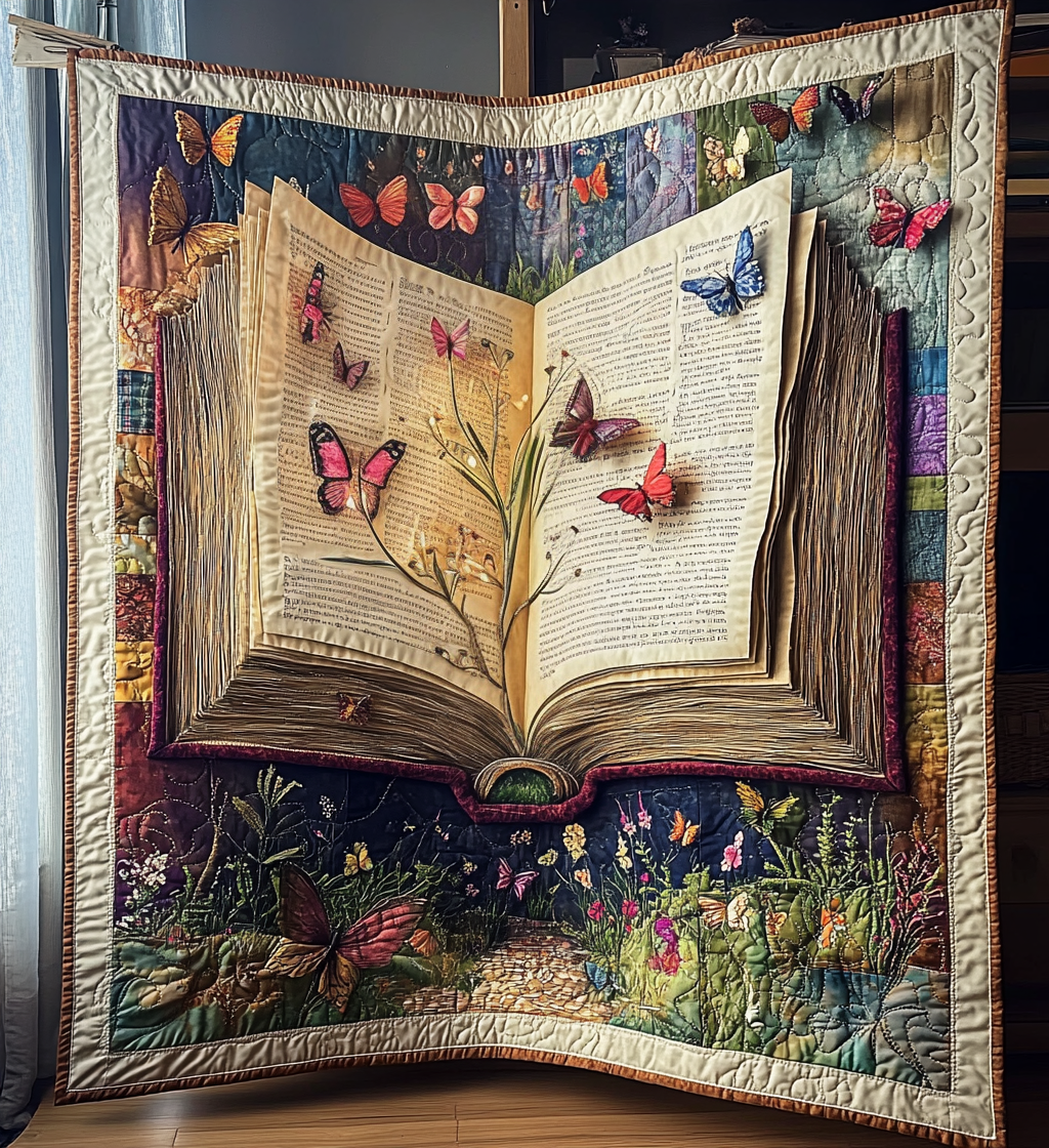 Whispering Pages Quilted Blanket