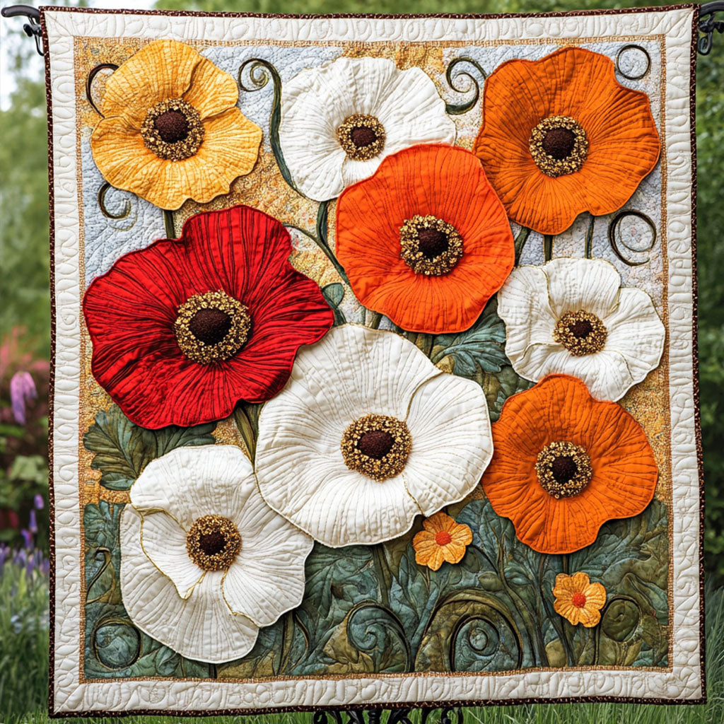 Whispering Poppies Quilted Blanket