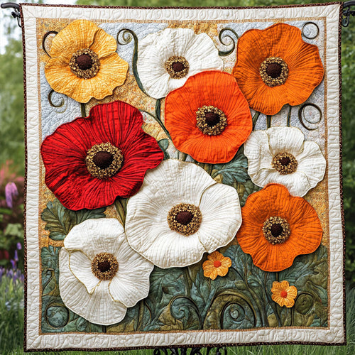 Whispering Poppies Quilted Blanket