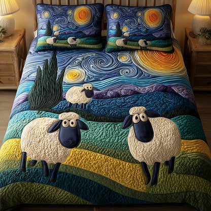 Whispering Sheep 3-Piece Quilted Bedding Set