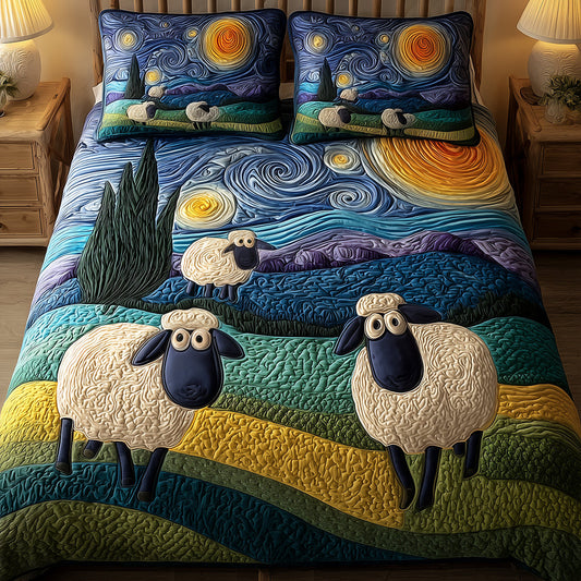 Whispering Sheep 3-Piece Quilted Bedding Set