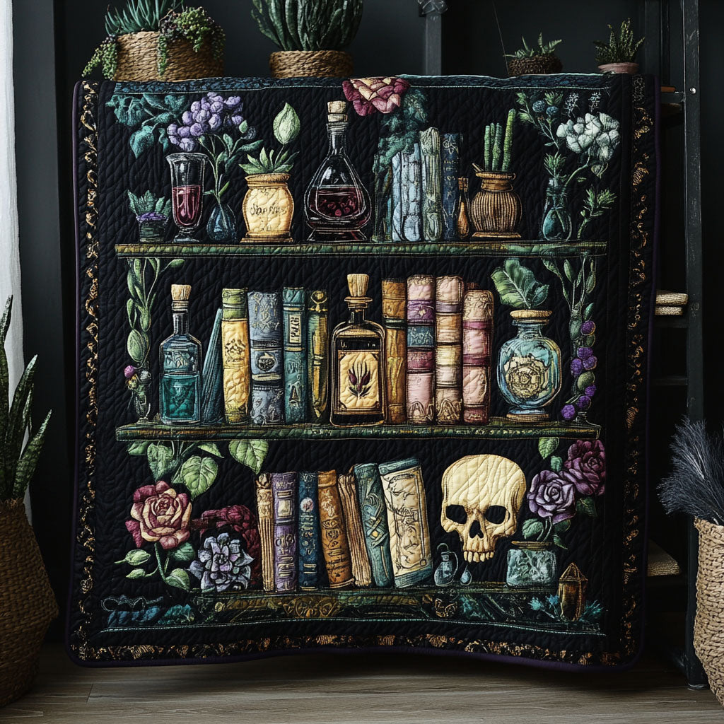 Whispers Between Shelves Quilted Blanket