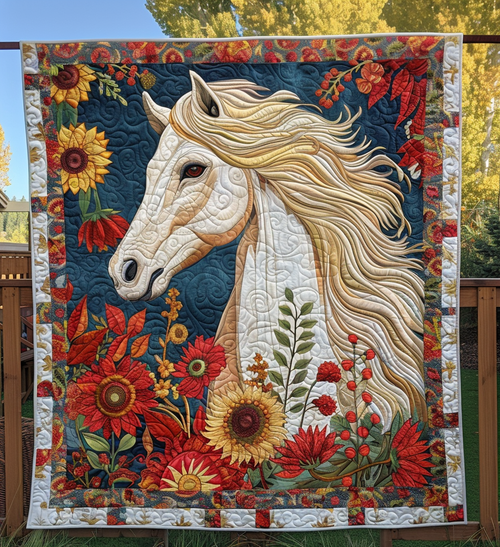 White Horse Supremacy Quilted Blanket