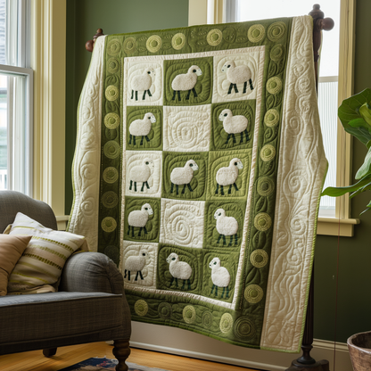 White Woolly Sheep Quilted Blanket