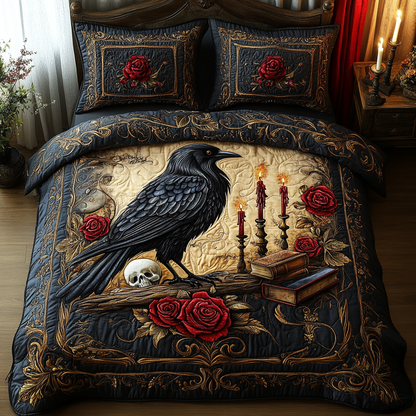 Wicked Raven 3-Piece Quilted Bedding Set