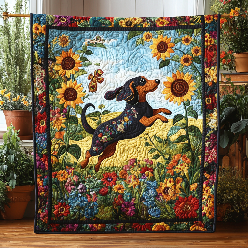 Wiggly Weiner Wonders Quilted Blanket