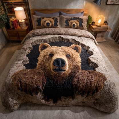 Wild Bear 3-Piece Quilted Bedding Set