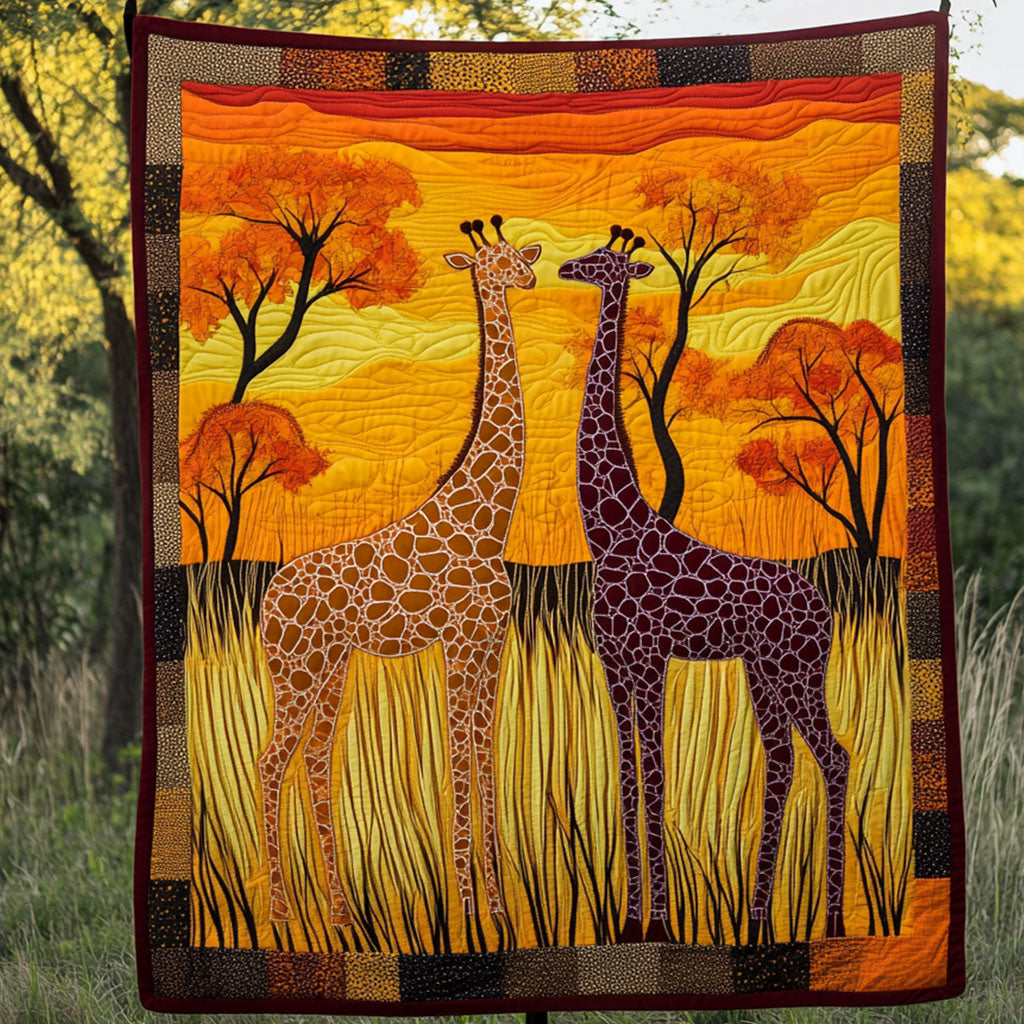 Wild Beauty Giraffes Quilted Blanket