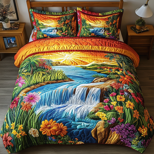 Wild Cascade 3-Piece Quilted Bedding Set