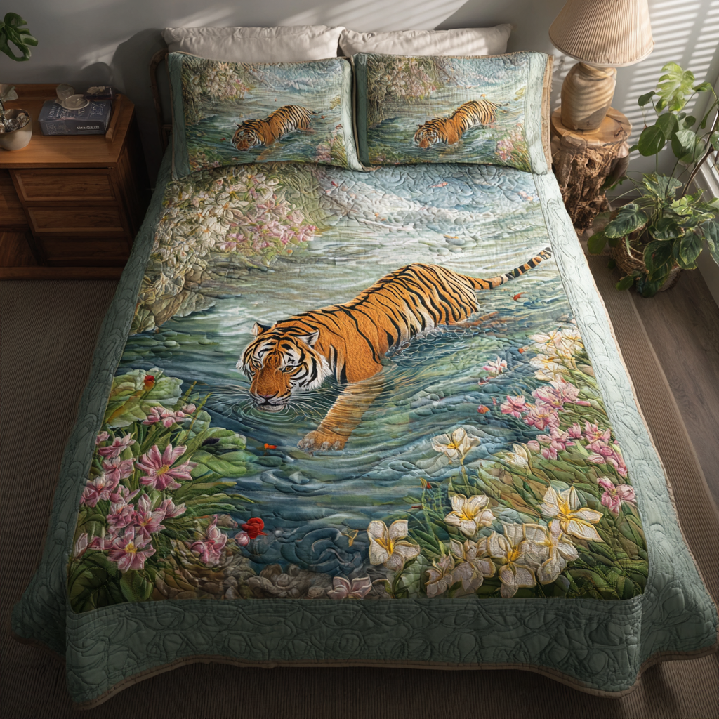 Wild Tiger 3-Piece Quilted Bedding Set