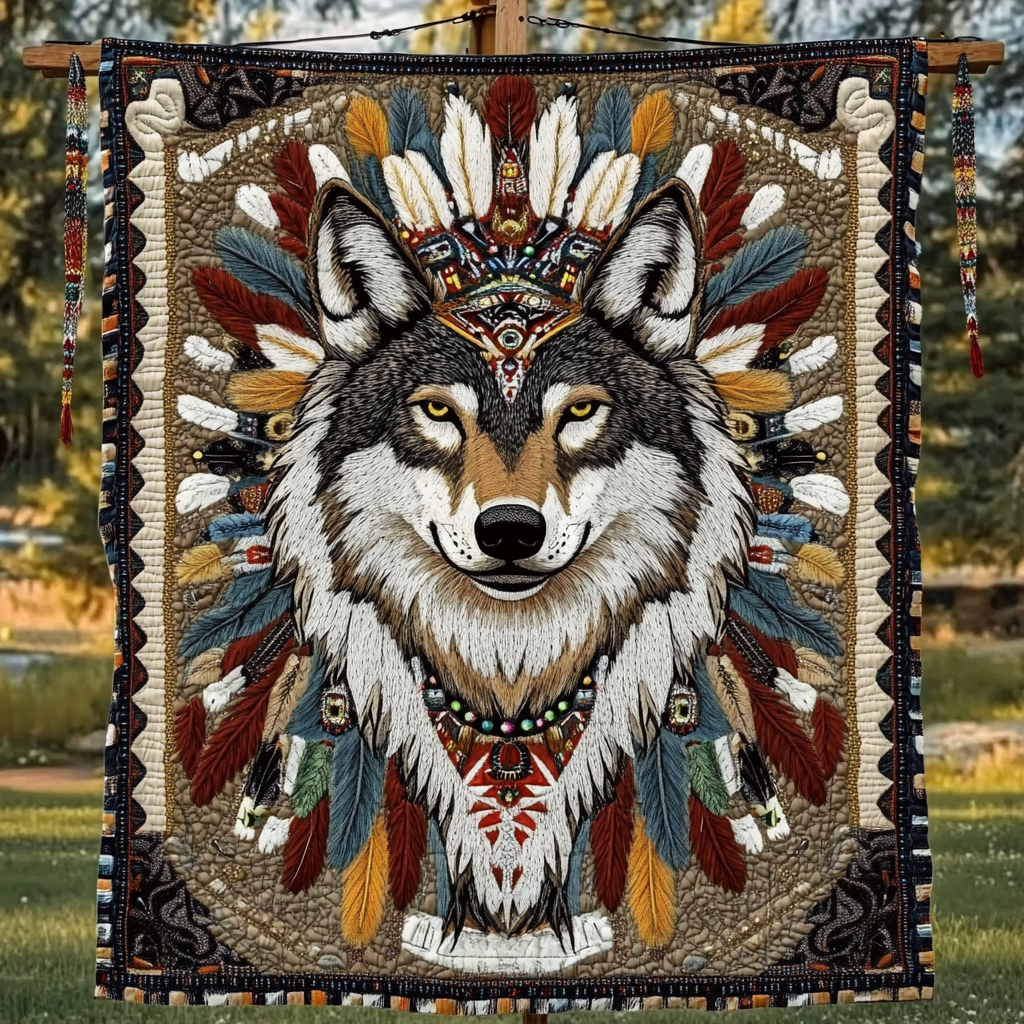 Wilderness Howl Quilted Blanket