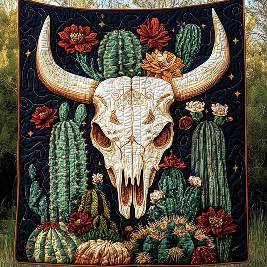 Wildflower Skull Quilted Blanket