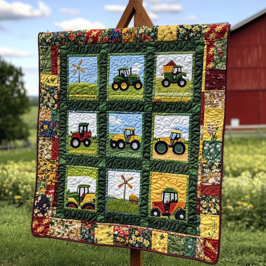 Windmill in the Field Quilted Blanket