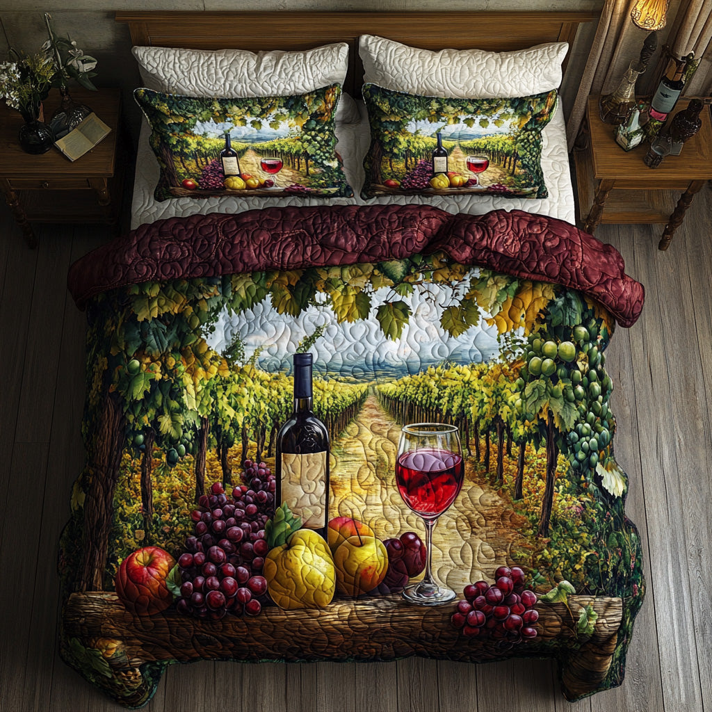 Wine Escape 3-Piece Quilted Bedding Set