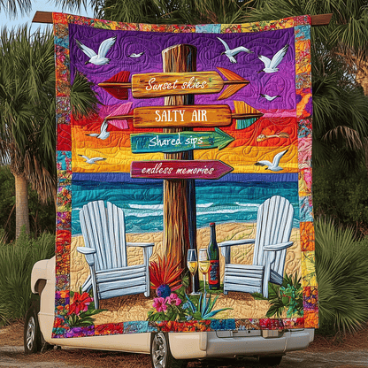 Wine by Waves Quilted Blanket