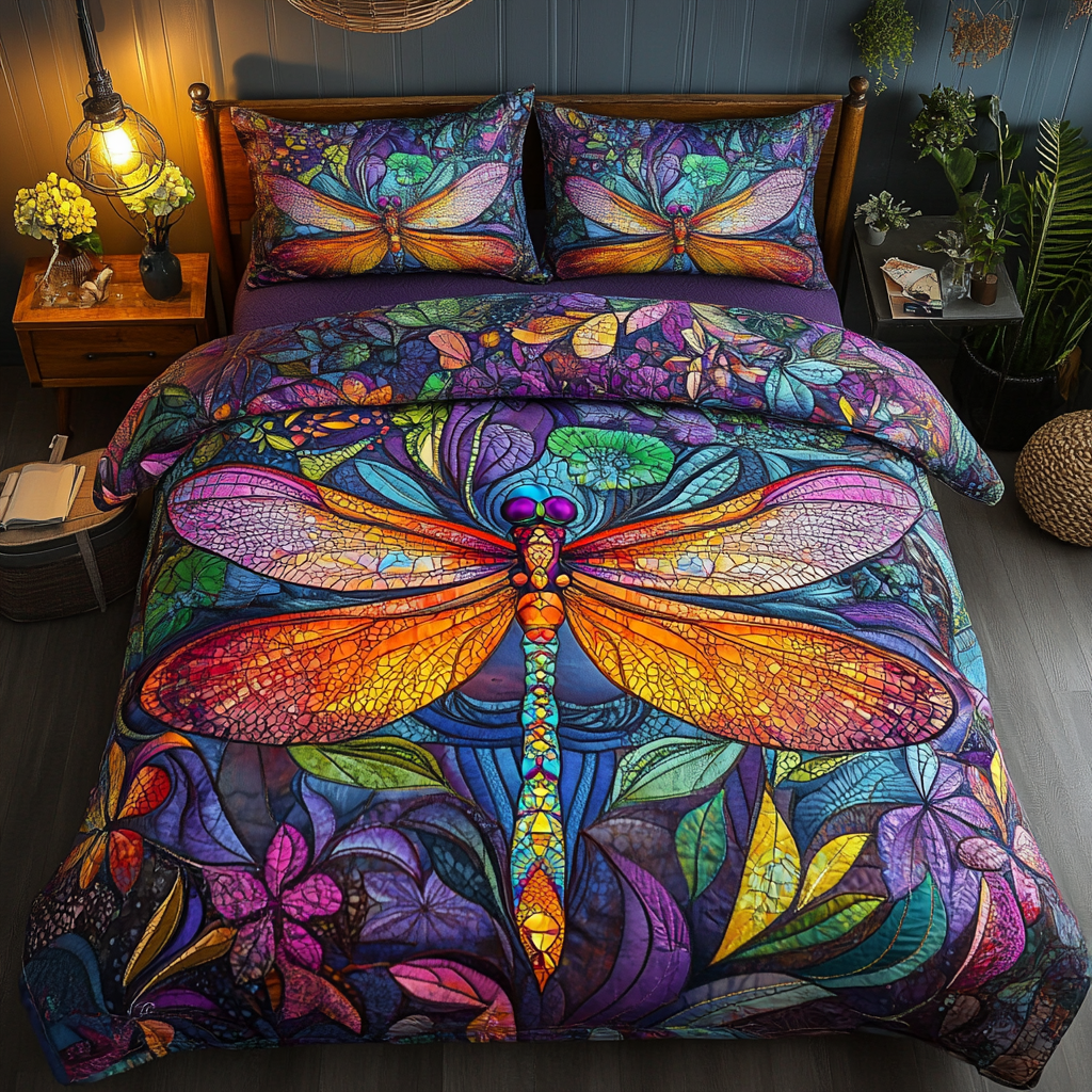 Winged Whimsy 3-Piece Quilted Bedding Set