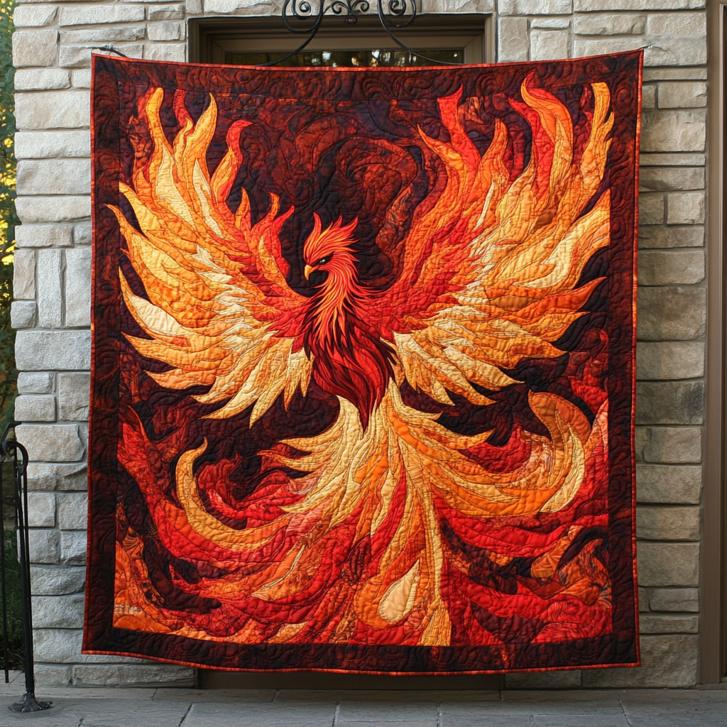 Wings of Rebirth Quilted Blanket