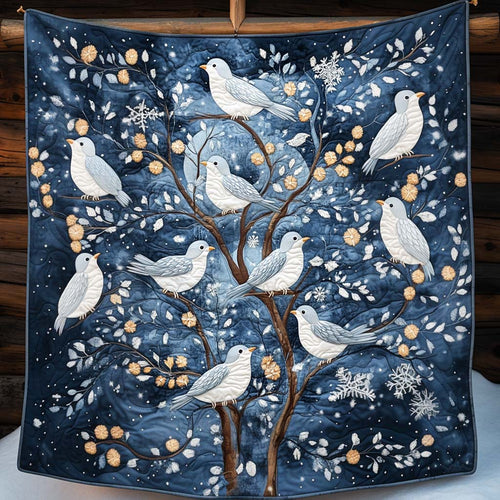 Winter Birds Quilted Blanket